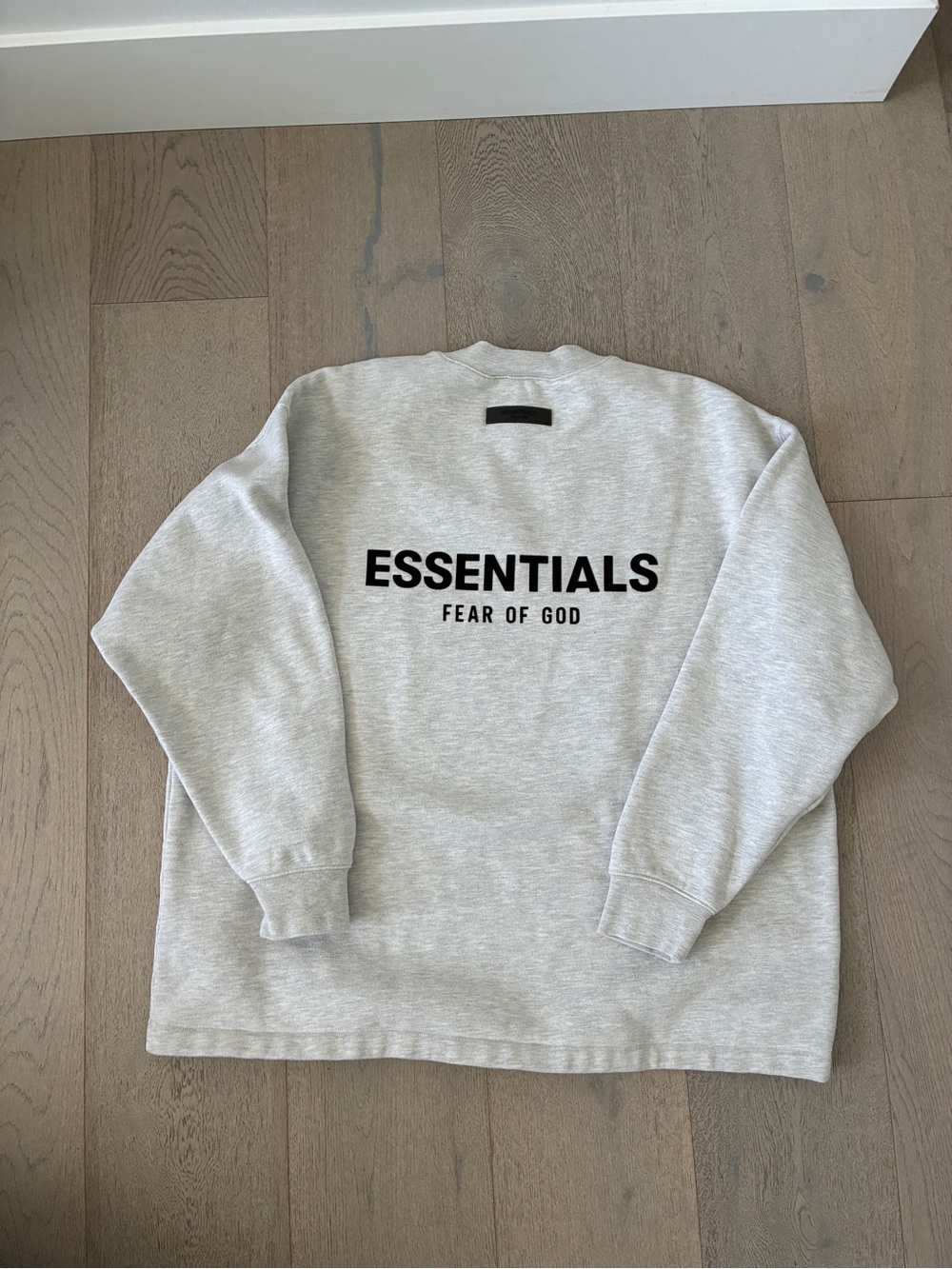Essentials Fear of God Crewneck Sweatshirt in Light Gray with Black Logo